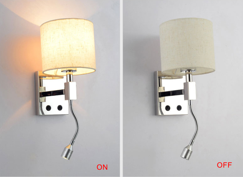 European Reading Wall Lights E27 Interior Bedroom Hotel Wall Lighting Fixtures Home Bedside Led Fabric wall lamp Indoor