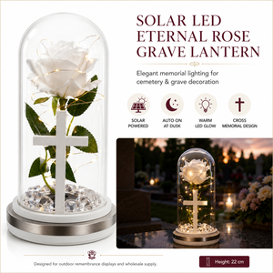Lámpara Solar <span class=keywords><strong>para</strong></span> Tumba con Cruz Religiosa y Rosa en Cúpula <span class=keywords><strong>de</strong></span> <span class=keywords><strong>Cristal</strong></span> <span class=keywords><strong>para</strong></span> Decoración <span class=keywords><strong>de</strong></span> Cementerios Polacos, Venta al Por Mayor - Product Image 5