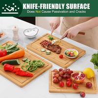 Ensemble de 3 planches à découper en bambou avec rainure profonde pour le jus, idéal pour la cuisine et le service