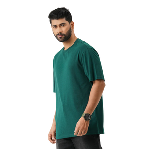 Camiseta Verde Oscuro Extra Grande para Hombre, Logotipo Personalizado al por Mayor, Ropa Urbana, Algodón Grueso, Proveedor OEM ODM - Product Image 6