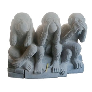 Pietra a grandezza naturale tre scimmia statua scultura vedere nessun male sentire nessun male non parlare male per la decorazione del giardino - Product Image 6