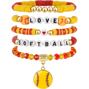 Ensemble de bracelets extensibles à <span class=keywords><strong>perles</strong></span> à thème sportif (football, volleyball), empilables, bijoux de mode pour fans, vente en gros - Product Image 5