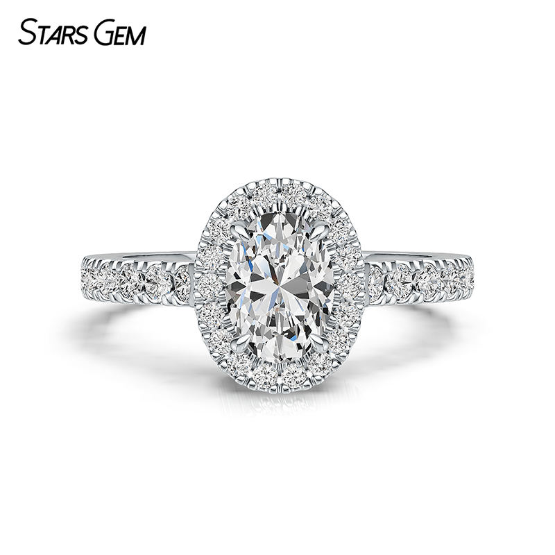 14K White Gold-Oval Cut