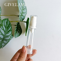 Botol Losion Plastik ABS Vakum Transparan Mini, Botol Kosong 5Ml 10Ml 15Ml dengan Tutup Pompa Tanpa Udara Putih