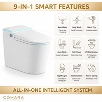 Toilette intelligente de luxe automatique avec siège chauffant avancé, séchage à l'air, lumière nocturne, bidet et drainage en S allongé