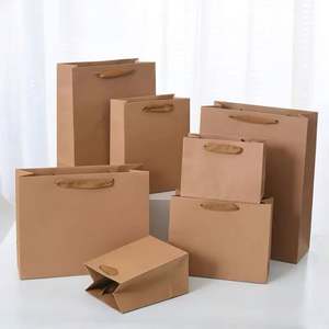 Personalized Logo Custom Durable Classic Kraft <b>Paper</b> <b>Gift</b> Shopping <b>Bags</b> for Clothing Packaging - Product Image 1