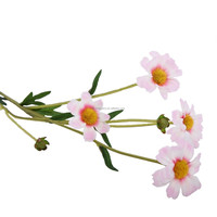Chrysanthème en soie rose réaliste de 68 cm, tige unique, style européen, avec Stévia Rebaudiana, pour la Fête des Mères et les remises de diplômes