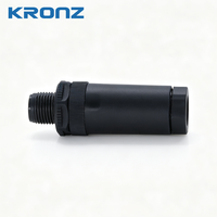 Connecteur circulaire industriel KRONZ M12 à 4 broches, codage A, assemblable sur site, PG9, tout plastique, mâle, étanche IP67