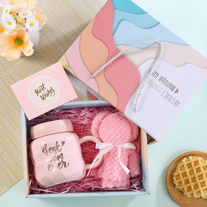 Gift for Mother's Day Coffee Mugs Ceramic Tea Cup Best Mom Ever Mug with Card and Towel - Product Image 1