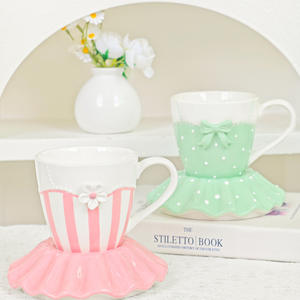 インススタイルクリエイティブデザイン手描き3次元蝶弓花スカート形状ホームコーヒーカップ料理学校に戻る - Product Image 5