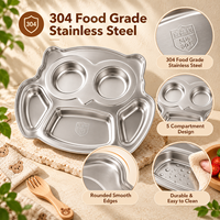 Plateau repas pour enfants en acier inoxydable, forme hibou, ours, avion, avec compartiments, pour bébés et tout-petits, directement de l'usine