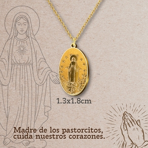 Collana con ciondolo in oro vergine vergine di Fatima in acciaio inossidabile bella cattolica Saint collana - Product Image 4