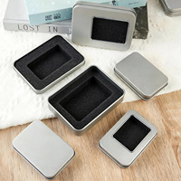 Boîte en fer blanc rectangulaire vide pour ongles à presser, clé USB, badges, emballage personnalisé