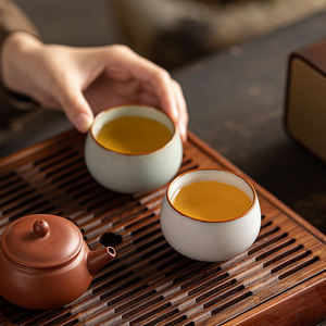 Taza de té Ru Ware de porcelana con esmalte craquelado, estilo tradicional chino, para degustación de té Kung Fu, taza para aroma. - Product Image 2
