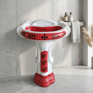 Vente en gros : Grand lavabo rectangulaire moderne en céramique avec piédestal complet, ensemble de lavabo de salle de bain émaillé - Product Image 4