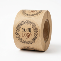 Personalisierte Maßgefertigte Kraftpapier Runde Logo-Aufkleber Selbstklebende Vintage Kraftpapier-Etiketten-Rolle für Seifenbox Kaffeetasse