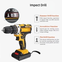 Perceuse sans fil 12V 21V, ensemble d'outils électriques à percussion, perceuse électrique sans fil, kits combinés de perceuses magnétiques avec deux batteries