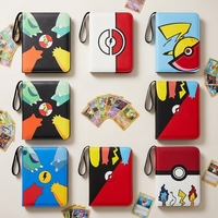 Binder Kartu Kulit PU 4 Kantong dengan Resleting, Album Kartu Bisnis Kapasitas 400 untuk Kartu TCG dan Kartu Olahraga Grosir