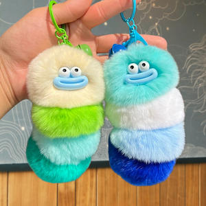 2025 nuevo lindo Real Rex conejo oruga llavero creativo dibujos animados muñeca felpa luz llavero rojo al por mayor en Internet - Product Image 4