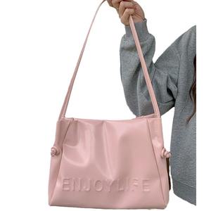 Bolso Tote de Color Sólido Estilo Coreano para Primavera/Verano, Rosa, con Cierre Magnético y Bolsillo con Cremallera, para Uso Diario - Product Image 5
