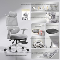 Chaise de bureau ergonomique moderne avec 4 vérins à gaz, appuie-tête réglable, dossier inclinable en maille, tissu noir pour la maison et la chambre
