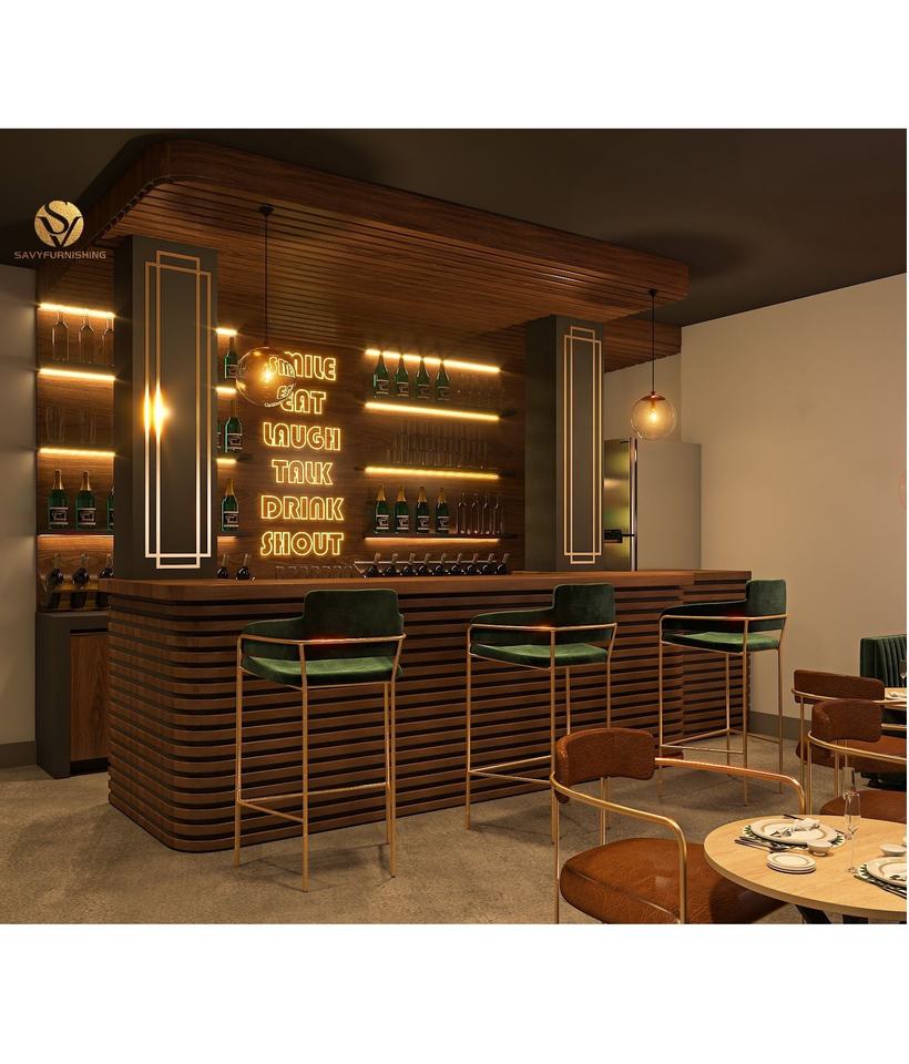 Savy Wooden Restaurant Bar Counter Design Comfy Cafe Shop Furniture Set ...