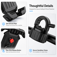Soporte para Teléfono de Motocicleta, Carcasa Rígida Antivibraciones, Soporte de Navegación para Bicicleta, Soporte Antichoque para Manillar de Scooter y Bicicleta Eléctrica