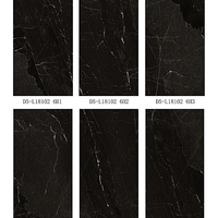 Carrelage en porcelaine effet marbre noir Pabu 750x1500mm, motif continu sur 6 faces, moderne, imperméable, facile à nettoyer, pour salle de bain, salle à manger, sol