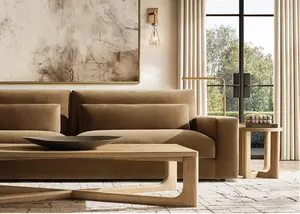 Sassanid OEM Contemporary American Luxury Living Room Set Wool Twill Burnt Caramel Sofa