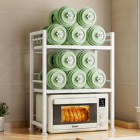 Support de four à micro-ondes à double niveau réglable en hauteur pour comptoir de cuisine blanc, support de rangement pour grille-pain et four à pizza