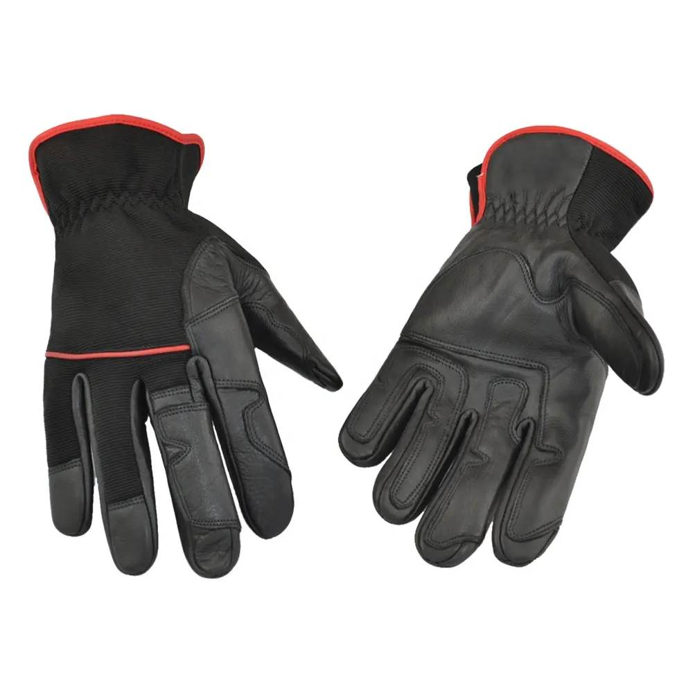 Custom Logo Koe Graan Lederen Reflecterende Garage Werk Lineman Veiligheid Handschoenen