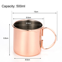 Bouteille isotherme Moscow Mule en acier inoxydable 304 de style moderne, gravée, avec poignée en cuivre martelé, cadeaux d'affaires portables