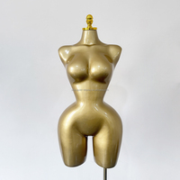 Mannequins en Gros Taille L Grande Taille Courbée Femme Pour Robe BBL Haut du Corps Fessier Poitrine Généreuse en Fibre de Verre Peint Or