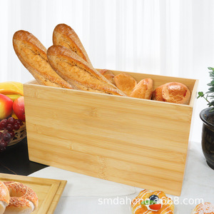 Caja de almacenamiento de pan de bambú Dahong, color madera natural con asa de metal para uso en la cocina - Product Image 3