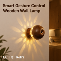 Lampu Dinding Estetik Efek Cahaya Floral untuk Kamar Tidur, Koridor, Ruang Tamu, Kayu Beech, Sensor Gerak, Dapat Dilepas, Magnetik