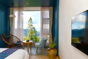 Juego de Muebles de Dormitorio Personalizados para Habitaciones y <span class=keywords><strong>Suites</strong></span> con Vista al Océano en Resorts y Hoteles, Cama Doble de Madera, Mesa de Centro, Silla de Ratán - Product Image 5