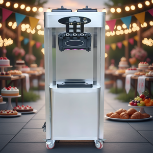 Macchina Professionale per Gelato Soft, Gelatiera Automatica a 2 Gusti con Corpo in Acciaio Inox per Ristoranti, Hotel e Negozi - Product Image 1