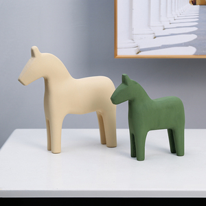 Nordic Style Rocking Horse Figurine Morandi Color Ceramic Texture Decor For Baby <b>Kids</b> Room - Product Image 5