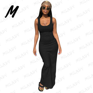 制造商定制标志紧身长休闲女装女式无袖棉质俱乐部马克西女式休闲装带头带 - Product Image 3