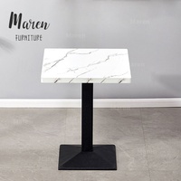 Table de restaurant de luxe, forme carrée ou ronde, plateau en pierre sonneterée avec base en métal, mobilier de restaurant