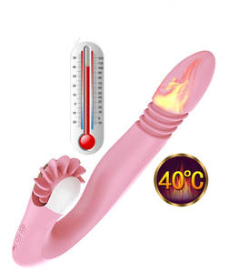 Wiederauf ladbare Kaninchen <span class=keywords><strong>Vibrator</strong></span> Zauberstab Aufsatz 3-Gang Teleskop 10 Modi Zunge lecken Sexspielzeug Heizung Schub Dildo <span class=keywords><strong>Vibrator</strong></span> - Product Image 3