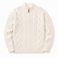 Pull rayé à col zippé pour homme, 100% coton tricoté, style décontracté chic, fabricant OEM ODM, vente en gros, faible MOQ