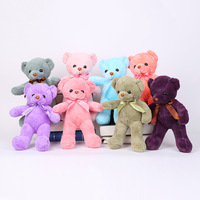 Ours en peluche multicolores personnalisables en gros, 30-55 cm, doux et mignons, avec ruban, pour machine à grue, cadeau d'anniversaire ou d'événement