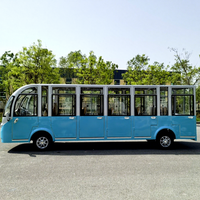 Bus électrique touristique 17 places, nouveau design, bleu, avec porte, pour sites touristiques, stations balnéaires, parcs, fourniture directe usine