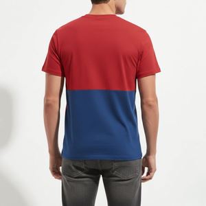 Camiseta de hombre personalizada 2026 de dos tonos con bloques de color en contraste, manga corta, 100% algodón peinado, corte holgado informal para verano - Product Image 2