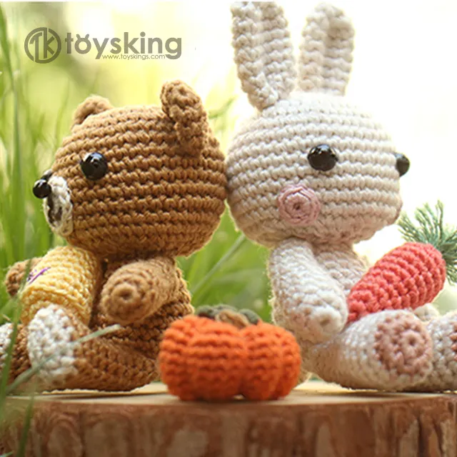 TK handmade bear Unicorn Elephant rabbit Dinosaur baby crochet toys knit plush toys custom