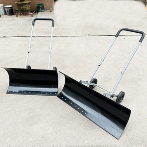 Manual Hand Snow Shovel Durable Metal Blade Heavy Duty Wheeled Adjustable Tool - Product Image 2