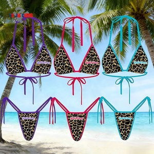 Conjunto de Bikini Personalizado con Estampado de Leopardo para Mujer, Traje de Baño de Dos Piezas, Ropa de Playa Sexy con Top y Braguita - Product Image 1