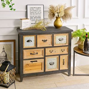 Armoire de salon INNOVA Home, durable, en bois vintage, avec plusieurs tiroirs, design d'accentuation, avec poignée pour la salle à manger - Product Image 5