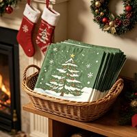 Serviettes en papier Airlaid 3 plis à thème de Noël, style sac, pour hôtels et fêtes, produits jetables écologiques